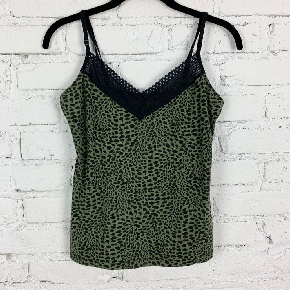 Cosabella x Evereve Black Green Animal Print Camisole Tank Top M